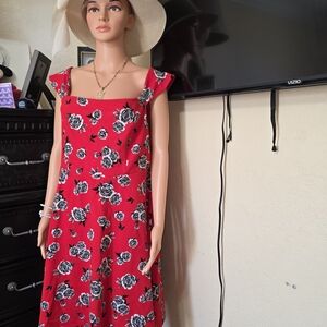 torrid Red Floral Square-Neck Mini Dress